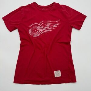 Retro Sport Detroit Red Wings T-Shirt Mens Red Winged Wheel Graphic Tee NHL S